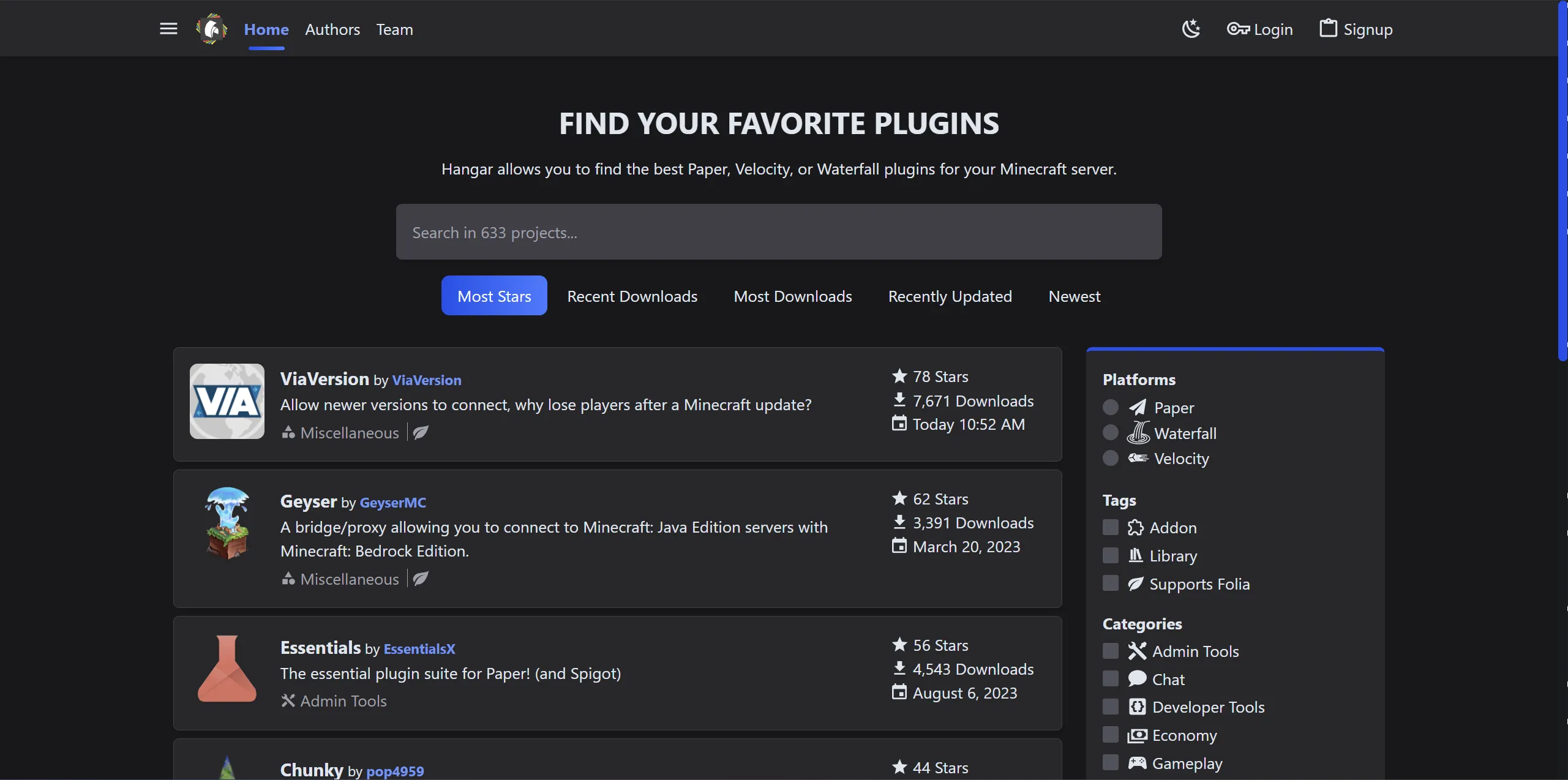 Hangar Homepage